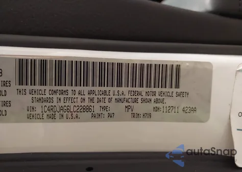 2020 Dodge Durango Sxt из США, поврежденный, VIN 1C4RDJAG6LC228861